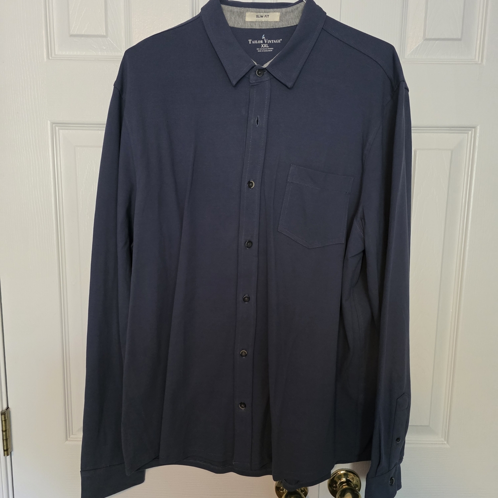 Tailor Vintage Men's Navy Casual Button Down Shirt